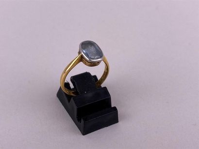 Bague en or jaune et gris 18K ornée d'une...
