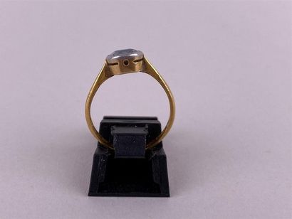 Bague en or jaune et gris 18K ornée d'une...