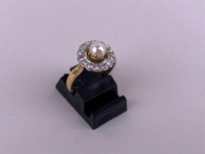 Bague marguerite en or jaune et gris 18K...