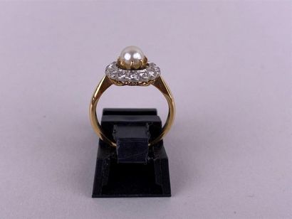 Bague marguerite en or jaune et gris 18K...