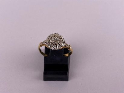 Bague en or jaune et gris 18K à décor de...