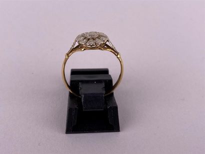 Bague en or jaune et gris 18K à décor de...