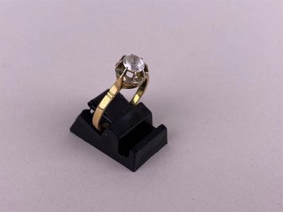 Bague solitaire en or jaune et gris 18K,...