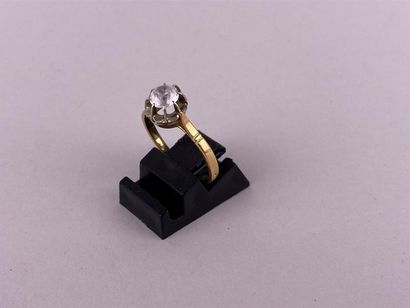 Bague solitaire en or jaune et gris 18K,...