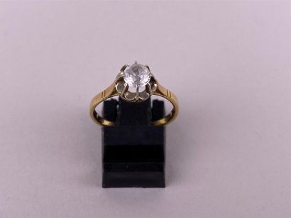 Bague solitaire en or jaune et gris 18K,...