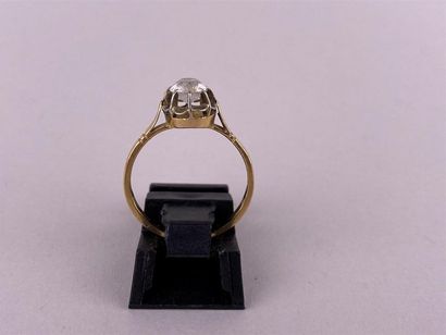 Bague solitaire en or jaune et gris 18K,...