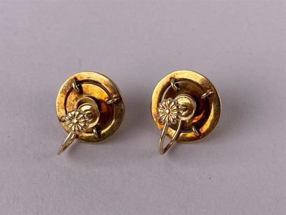 Paire de boucles d'oreille en or jaune 14K...