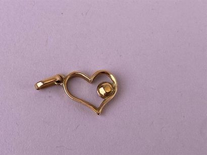 Pendentif coeur en or jaune 18K orné de tous...