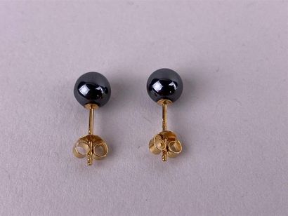 Paire de clous d'oreille en or jaune 18K...