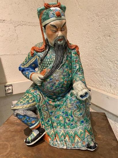 CHINE, fin XIXe, début XXe.
Statue de Guandi...