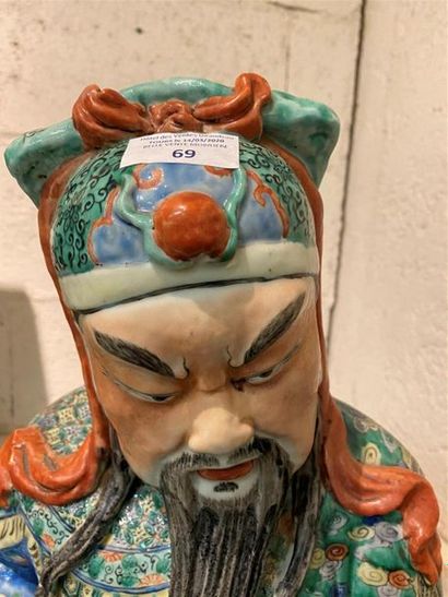 CHINE, fin XIXe, début XXe.
Statue de Guandi...