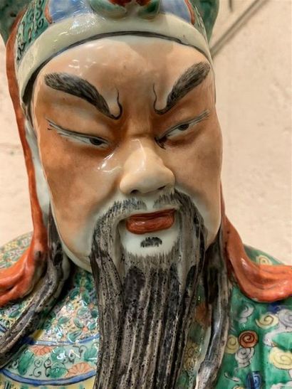 CHINE, fin XIXe, début XXe.
Statue de Guandi...