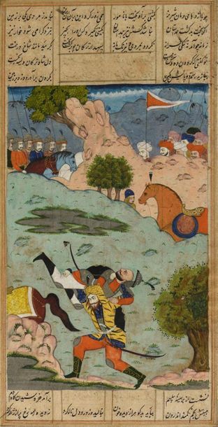 IRAN, fin XIXe-début XXe. 
Scène de combat...