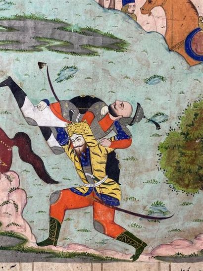IRAN, fin XIXe-début XXe. 
Scène de combat...