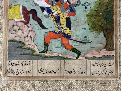 IRAN, fin XIXe-début XXe. 
Scène de combat...