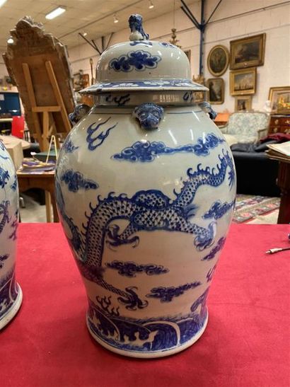 CHINE, fin XIXe-début XXe..
Paire de potiches...