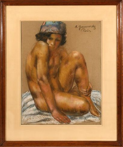 Sam GRANOVSKY (1889-1942).
Nu de femme assise.
Pastel...