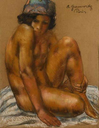 Sam GRANOVSKY (1889-1942).
Nu de femme assise.
Pastel...