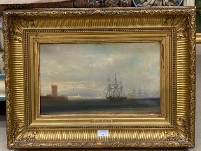 Jean-Baptiste Henri DURAND-BRAGER (1814-1879).
Marine.
Huile...