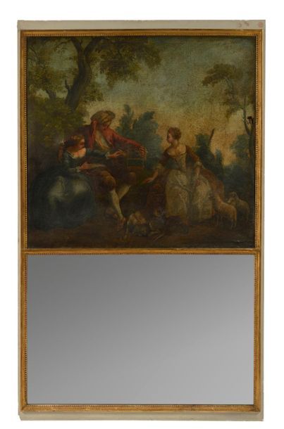 Trumeau rectangulaire en bois mouluré, laqué...