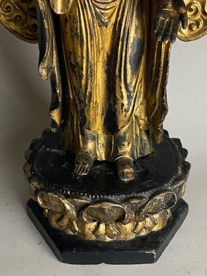 JAPON, XIXe.
Statue de bouddha en bois laqué...