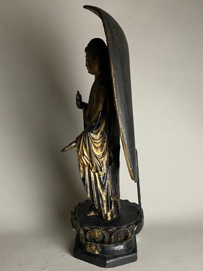 JAPON, XIXe.
Statue de bouddha en bois laqué...