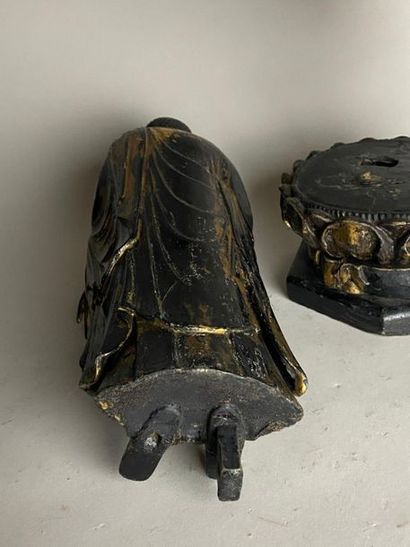 JAPON, XIXe.
Statue de bouddha en bois laqué...