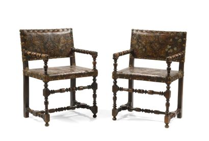 Paire de fauteuils à dossier rectangulaire...