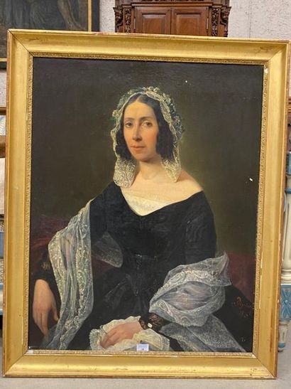V. VIGUIER (XIXe).
Portrait de jeune femme.
Importante...