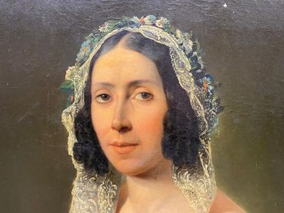 V. VIGUIER (XIXe).
Portrait de jeune femme.
Importante...