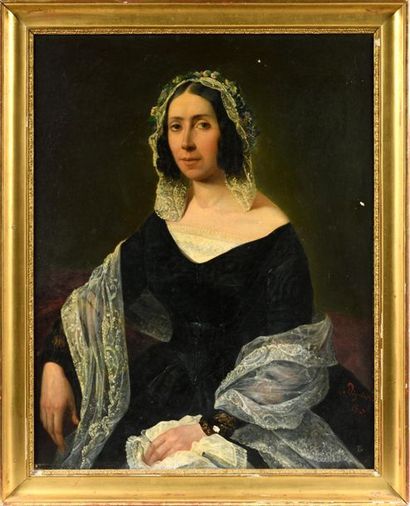 V. VIGUIER (XIXe).
Portrait de jeune femme.
Importante...