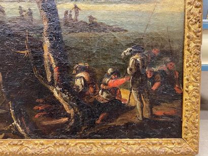 École italienne XVIIIe.
Campement de soldats...