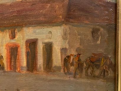 Charles FOUQUERAY (1869-1956).
Port animé.
Huile...