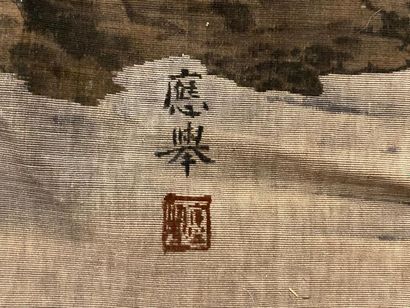 JAPON, début XXe.
Grande tenture en soie...