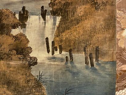 JAPON, début XXe.
Grande tenture en soie...