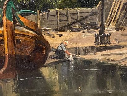 Émile Louis VERNIER (1829-1887).
Bateau fluvial...