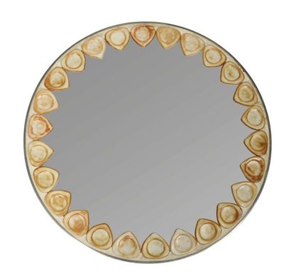 Miroir circulaire en métal chromé et céramique,...