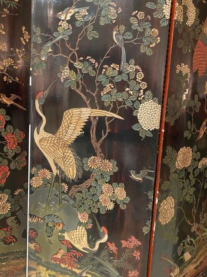 CHINE, fin XIXe.
Paravent à dix feuilles...