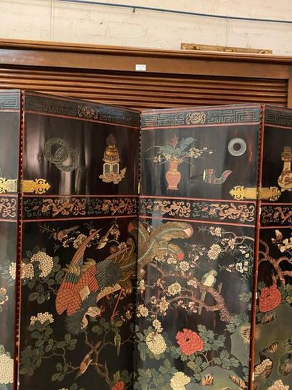 CHINE, fin XIXe.
Paravent à dix feuilles...