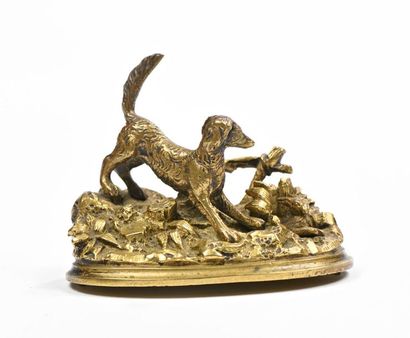 École française XIXe.
Chien de chasse et...