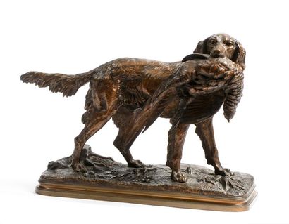 Alfred DUBUCAND (1828-1894).
Chien au rapport.
Sculpture...