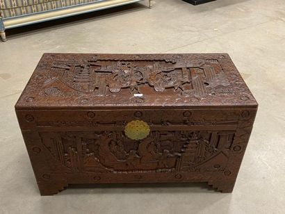 CHINE, début XXe.
Coffre rectangulaire en...