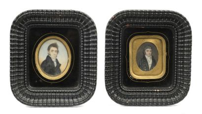 École française XIXe.
Portraits d'hommes.
Deux...