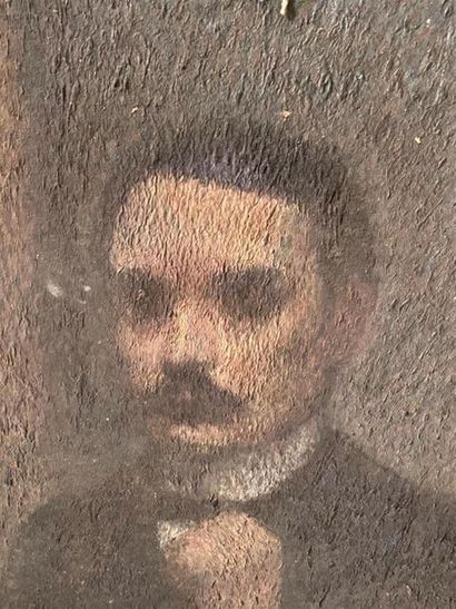 Ecole française pointilliste fin XIXe. 
Portrait...