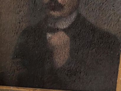 Ecole française pointilliste fin XIXe. 
Portrait...