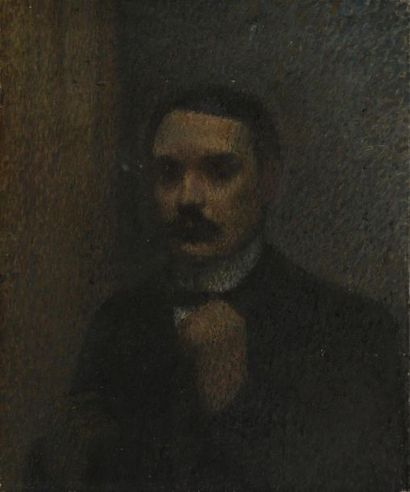 Ecole française pointilliste fin XIXe. 
Portrait...
