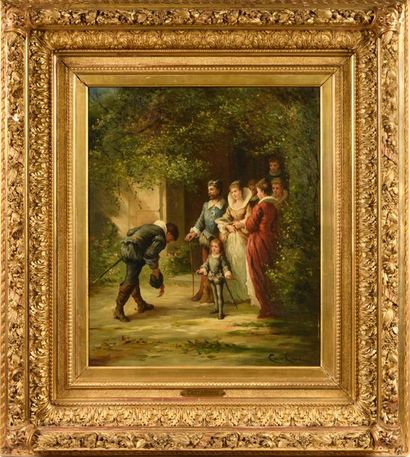 Carlo ROSSI (fin XIXe).
La Révérence.
Huile...