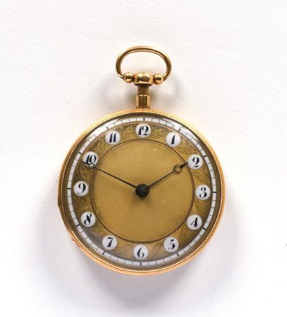 Montre de poche en or jaune 18K, le mouvement...