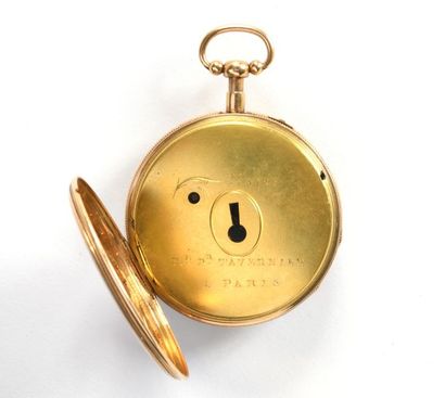 Montre de poche en or jaune 18K, le mouvement...