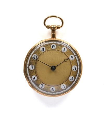 Montre de poche en or jaune 18K, le mouvement...